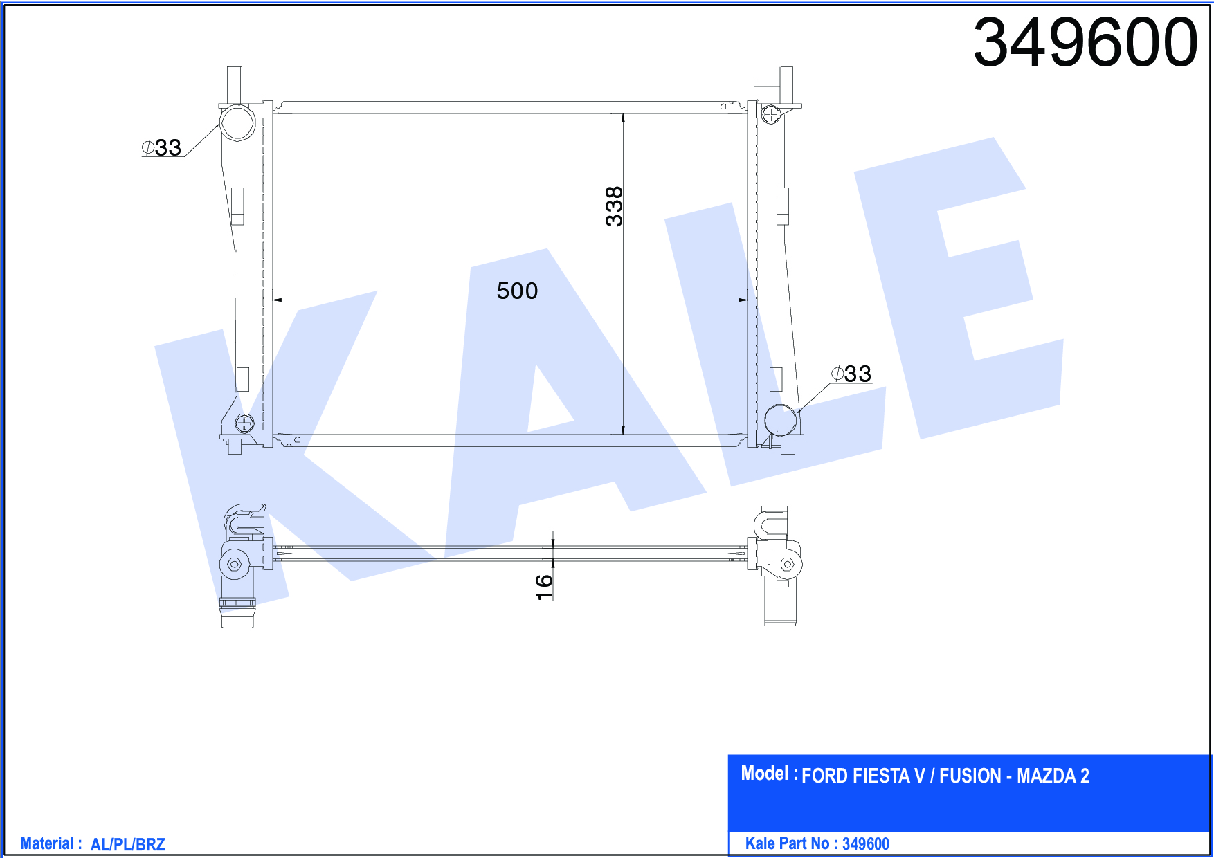 Ford Fiesta Su Radyatörü Radyatör Su V OEM 4S6H8005DA